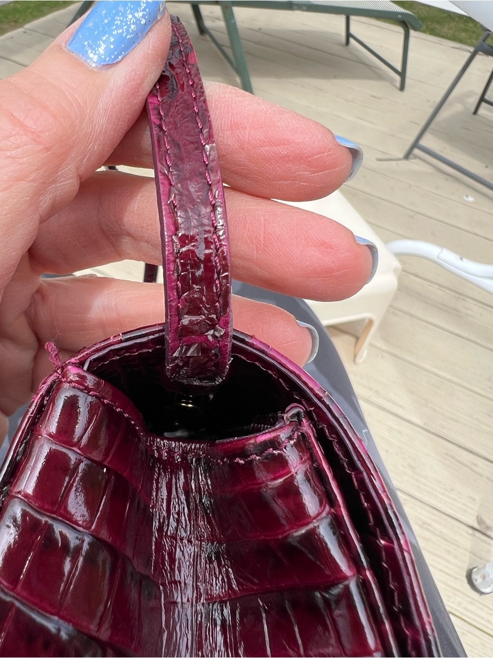 Brahmin Croc-Embossed Shoulder Bag Burgundy - Picture 7 of 16